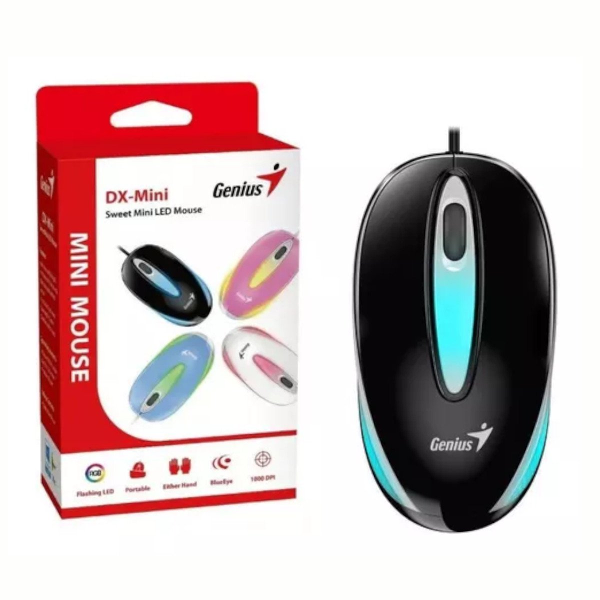 MOUSE USB DX-MINI WITH FLASHING LED NEGRO GENIUS  31010025400